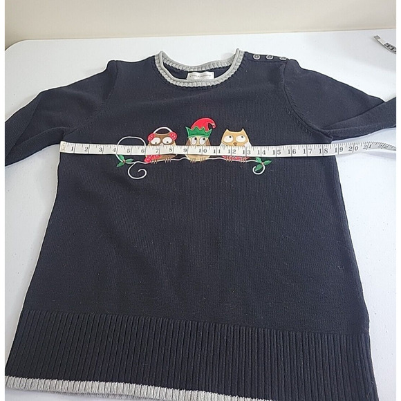NWT Christopher & Banks Christmas Black Owl Knit Pullover Sweater Size Medium - Picture 4 of 15